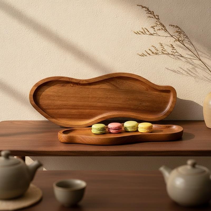 Jet Home Bathroom - Massivholz-Schale aus Akazienholz, Mehrzweck-Kerzenhalter für Schminktisch,