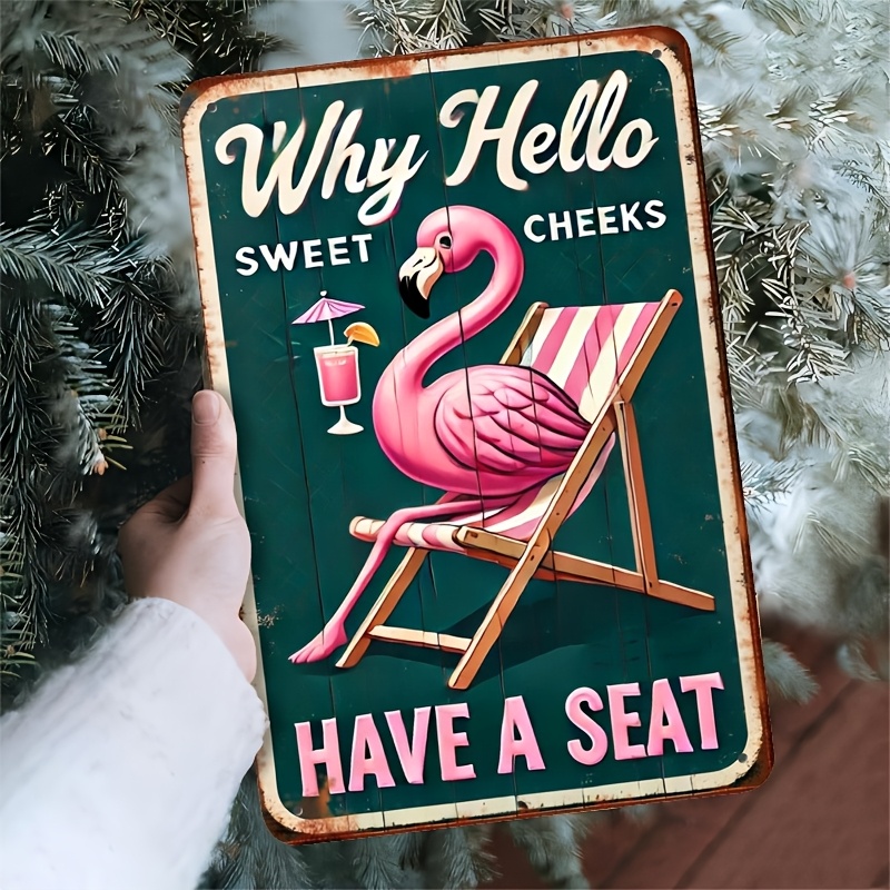 Home Bathroom Signs - Raumdekoration Flamingo Metallschild, 7,8x11,8 Zoll, Originelle