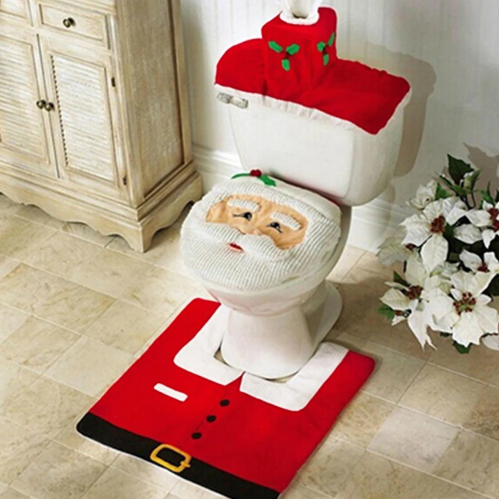 Home Of The Year Bathroom - 2026 Niedliche Weihnachts-Toilettensitzbezüge Kreative Weihnachtsmann-Badematte Weihnachtsartikel