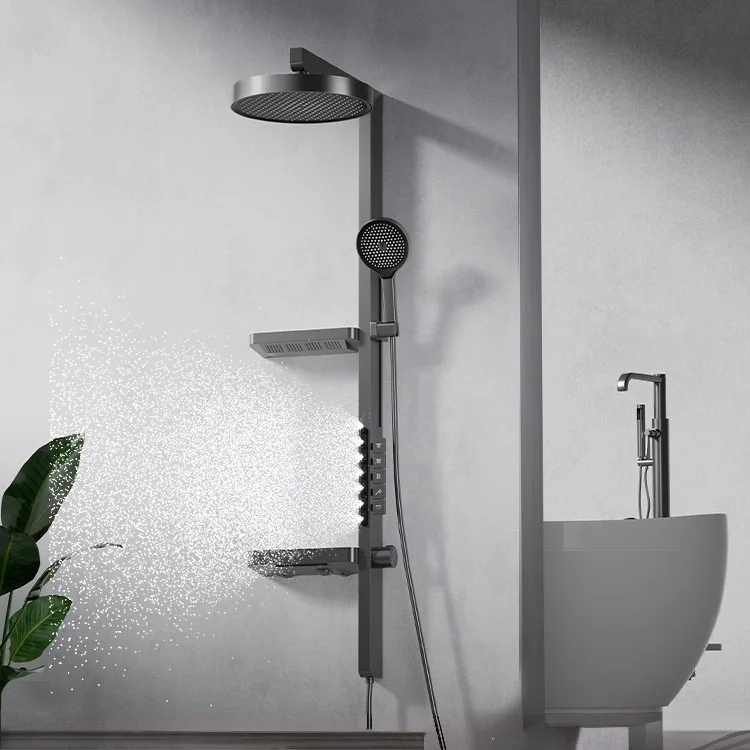 Jet Home Bathroom - # Regenduschset, LED-Digitalanzeige, 3 Modi, Wasserfall-Duschkopf,
