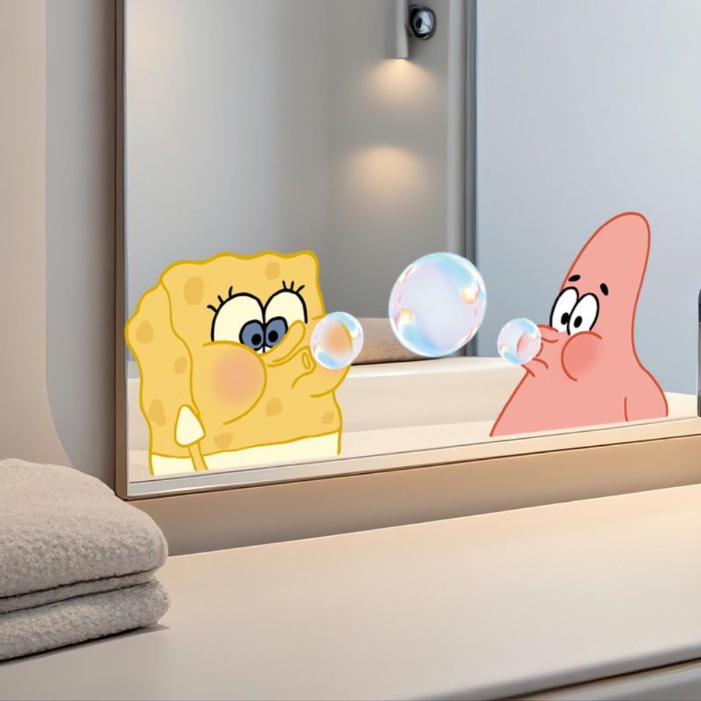Home Goods Bathroom - SpongeBob Badezimmerspiegel-Aufkleber – Selbstklebende Vinyl-Sticker für