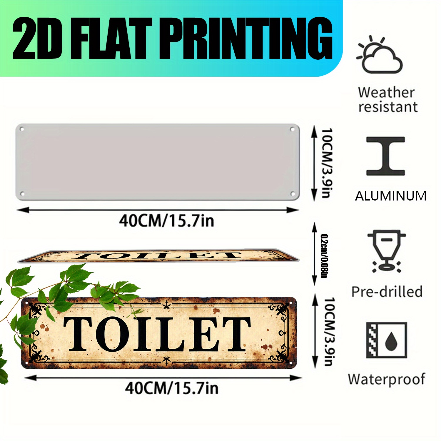 2D Flat, Vintage Aluminium Wan – Home Bathroom Signs Bewertung und Preis