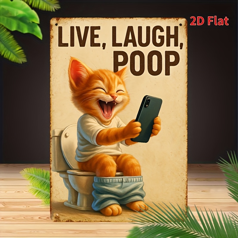 Lustige Katze auf Toilette, Me – Home Bathroom Signs Bewertung und Preis