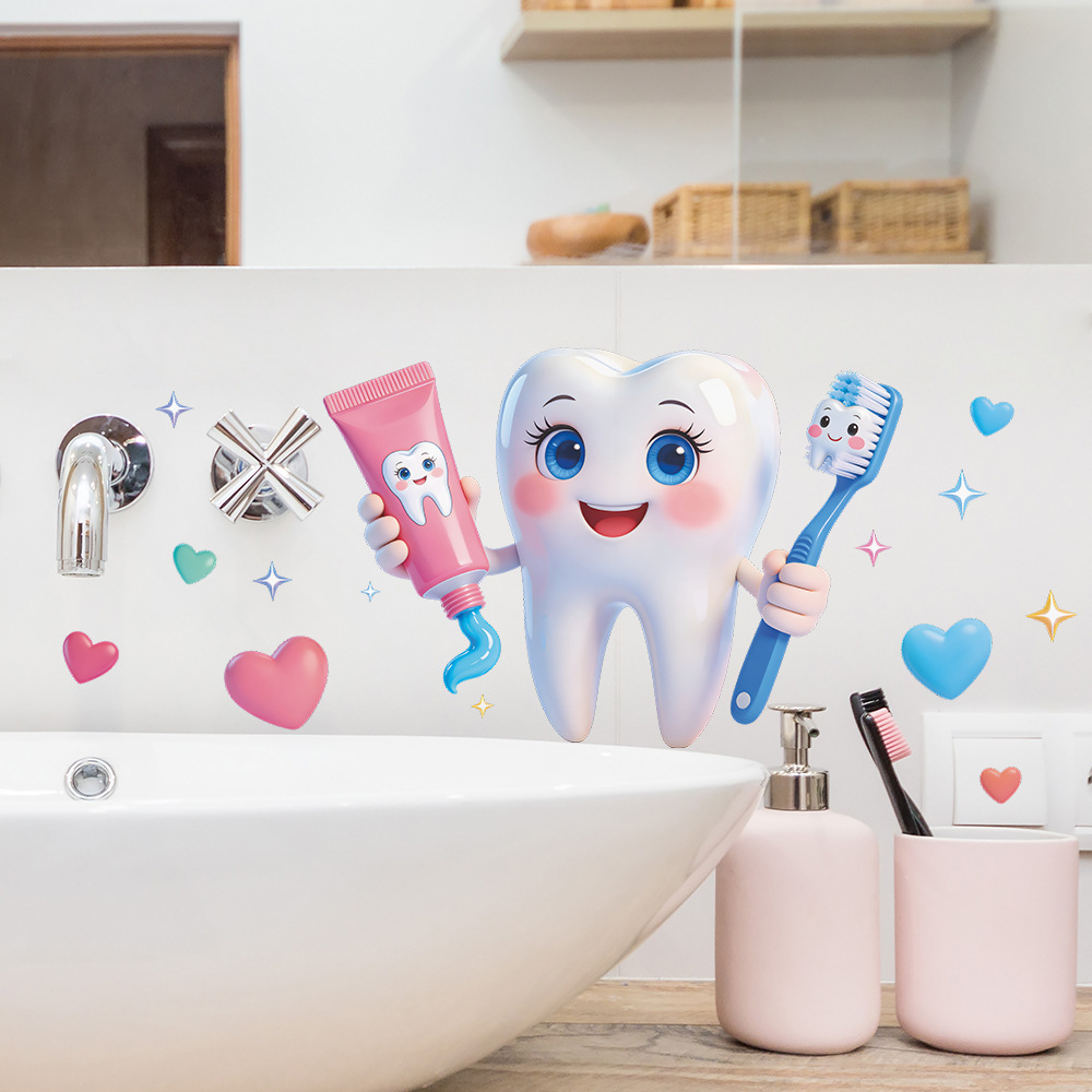 Wandaufkleber mit Cartoon-Zahn – Jet Home Bathroom Bewertung und Preis