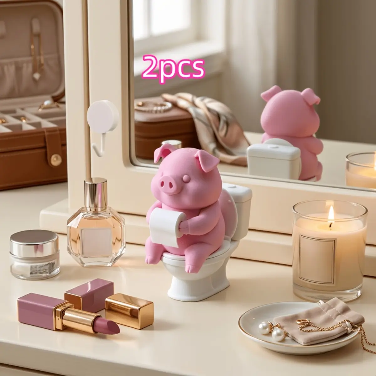 2er-Pack rosa Schwein, das auf – Home Goods Bathroom Vanity Bewertung und Preis
